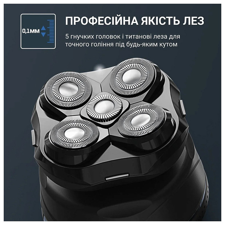 Бритва електр. для голови Rowenta роторна Gentle Bald, бритв.головок-5, Li-Ion, сух.+волог., чорно-