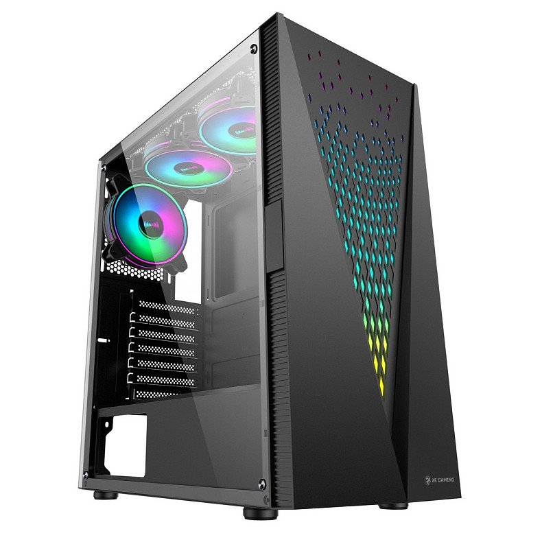 Корпус 2E GAMING GALAXY (G2055)MidT, 2xUSB2.0,1xUSB3.0, 3x120мм ARGB+стрічка, скло (бічна панель)