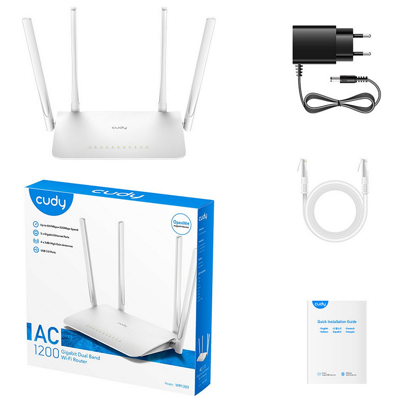 Wi-Fi Роутер Cudy WR1300, AC1200 Gigabit Wi-Fi Mesh Router