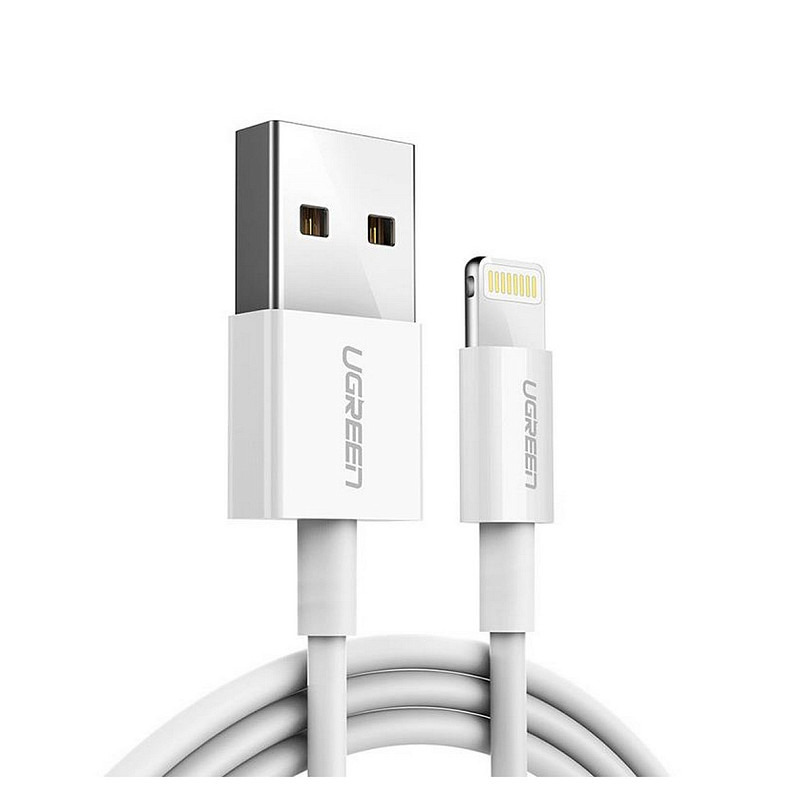 Кабель USB 2.0 AM-Lightning M, 2 м, 2.4A, Nickel Plating ABS Shell Білий, US155 UGREEN