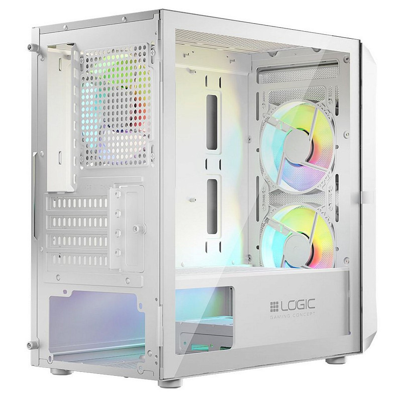 Корпус LogicConcept PORTOS MESH+GLASS ARGB fans 3x120mm WHITE без БП mATX