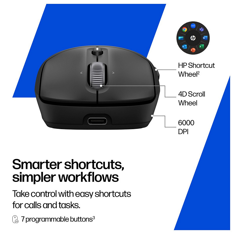 Миша HP 700 Rechargeable, WL/BT, чорний