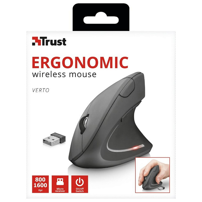 Мишка Trust Verto Ergonomic WL BLACk