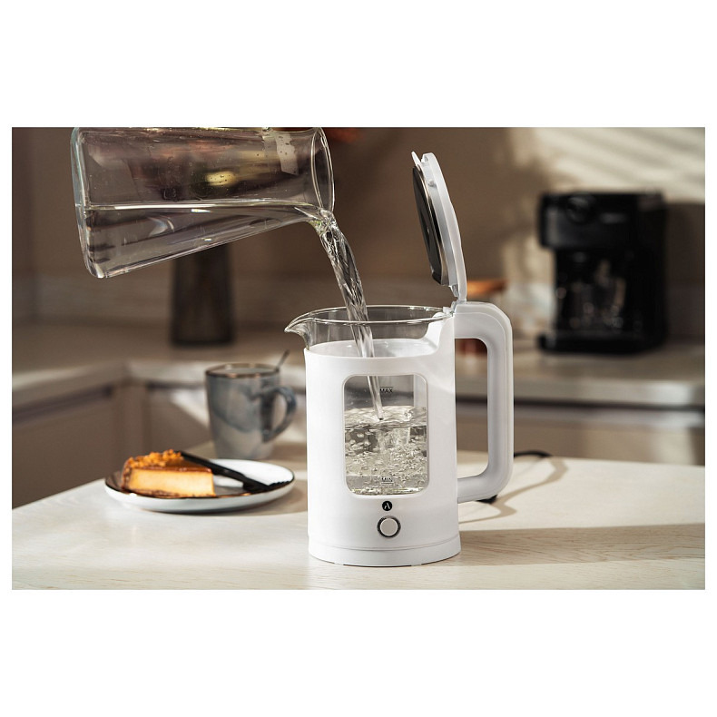 Електрочайник Ardesto 1.5л, скло+пластик, білий