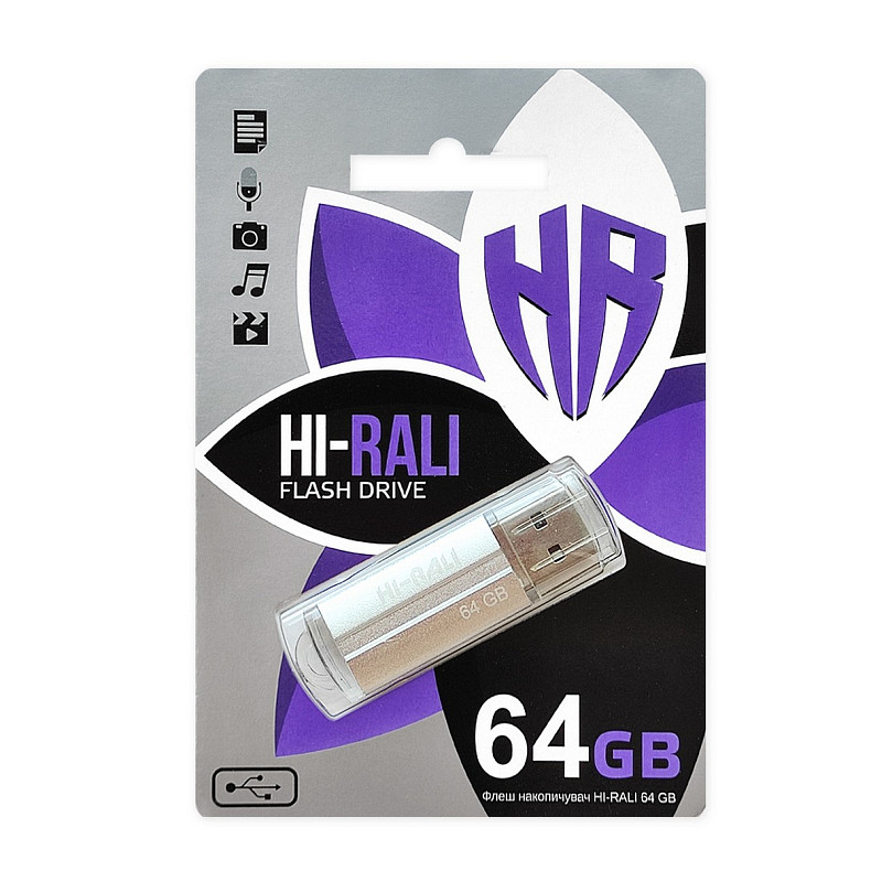 Флеш-накопичувач USB 64GB Hi-Rali Corsair Series Silver (HI-64GBCORSL)