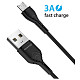 Кабель Grand-X USB-microUSB, Cu, 3A, 1м, Fast Сharge, Black (PM-03B)