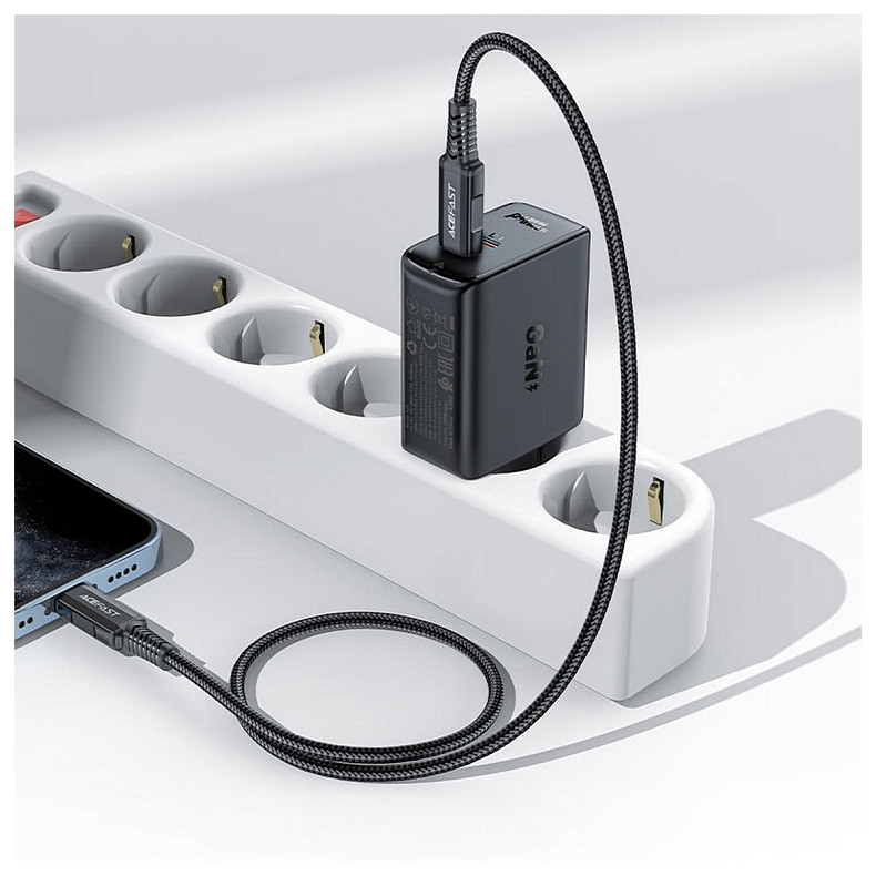 Зарядний пристрій 2xUSB 50W (USB-C+USB-C) Gan A29 Fast Charger Black Acefast