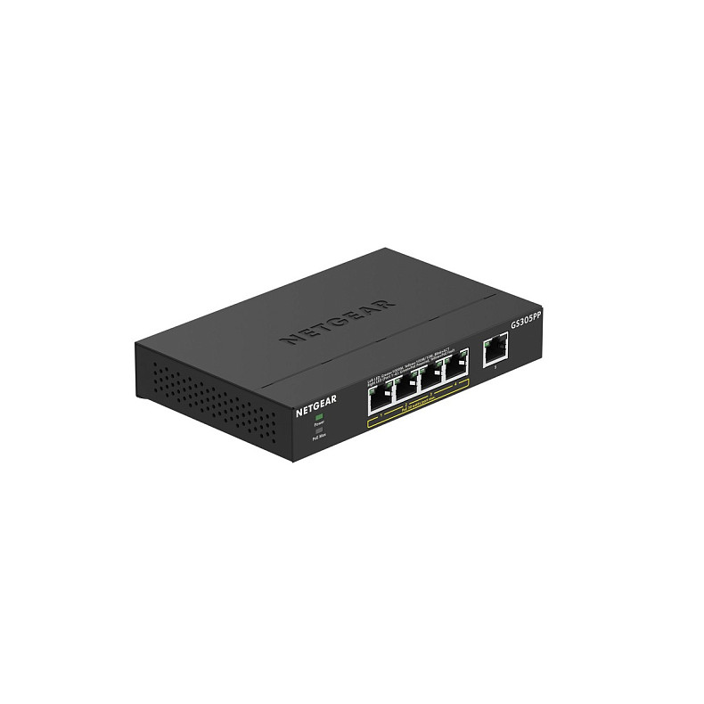 Коммутатор NETGEAR GS305PP 5xGE (4xPoE), 83Вт, Неуправляемый