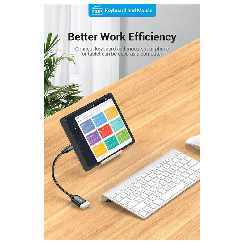 Кабель Vention USB 3.1 Type-C - OTG USB3.0 AF, 0.15 m, Black (CCVBB)