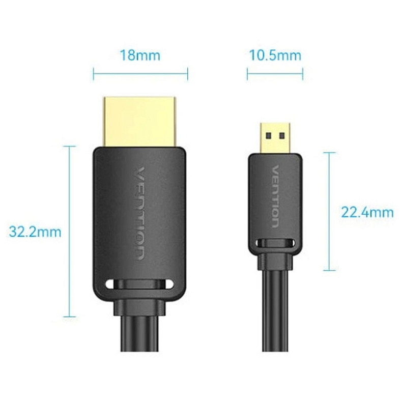 Кабель HDMI M – mini M, 1.5 м, V2.0 4K 60Гц 18Gbps HDR Dolby Vention