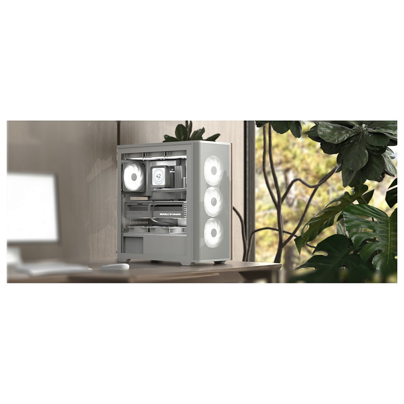 Корпус AeroCool D501A-G-WT-v2 (ACCM-DS01043.21) White без БП