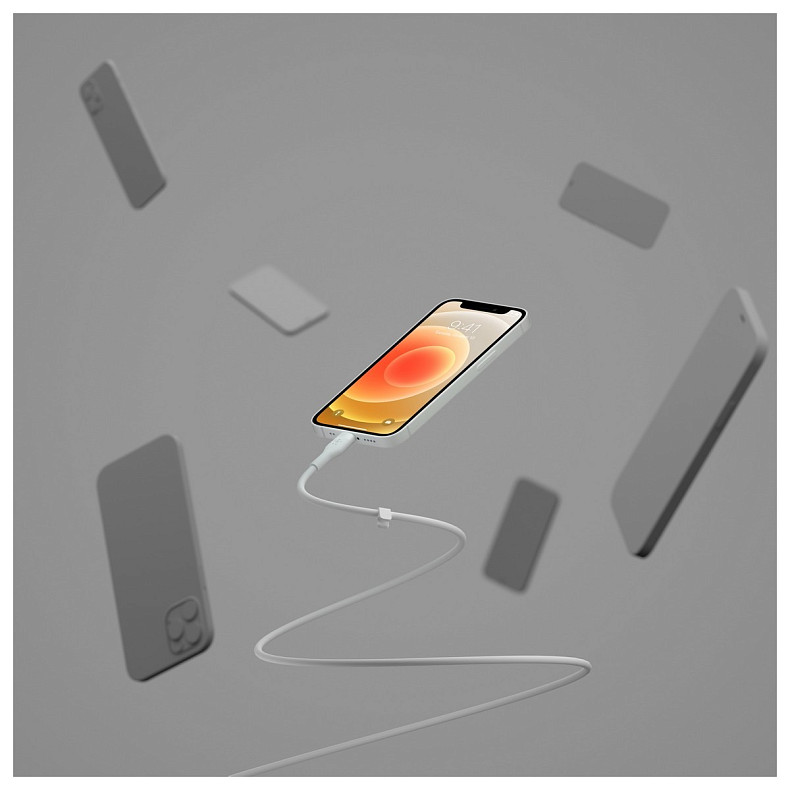 Кабель Belkin USB-A > Lightning, 1м, силиконовый, с клипсой, белый