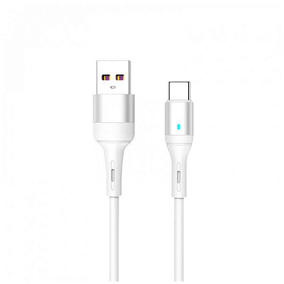 Кабель SkyDolphin S06T LED Smart Power USB - Type-C 1м, White (USB-000556)