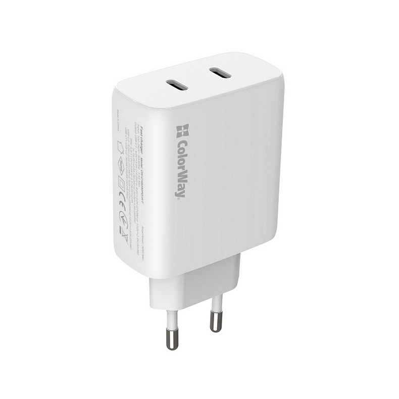 Зарядний пристрій ColorWay GaN Mini 50W PD Port PPS USB (Type-C PD 30W + Type-C PD 20W) Wh