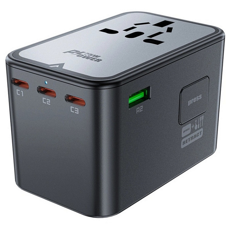 Зарядное устройство 5xUSB 75W (3xUSB-C+2xUSB-A) Gan Z1 Fast Charger Acefast