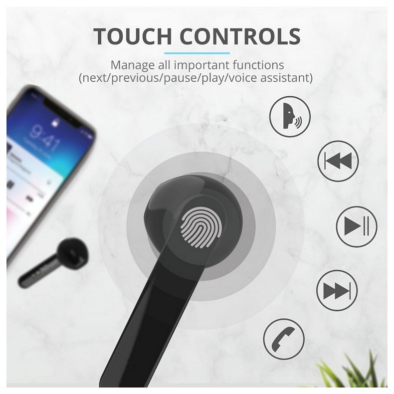 Наушники Trust Primo Touch True Wireless Mic Black