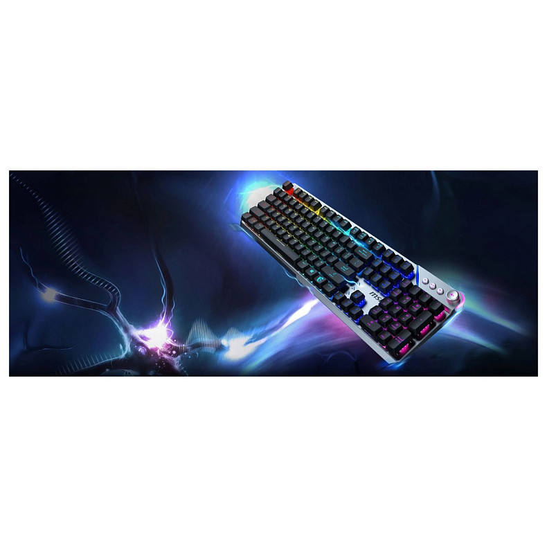 Клавіатура MSI STRIKE 600 SILENT UA 104key, Kailh Midnight Pro Silent Tactile, USB-A, EN/U