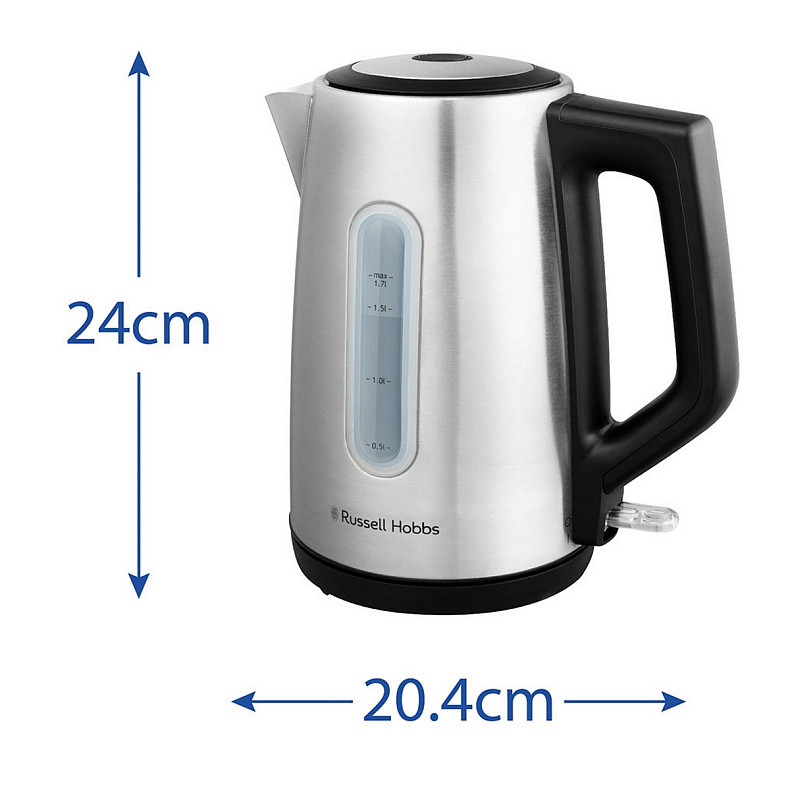Електрочайник Russell Hobbs Heaton, 1.7л, нержавіюча сталь, сріблясто-чорний