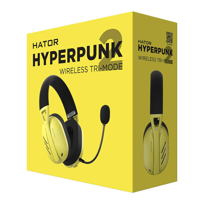 Наушники Hator Hyperpunk 2 Wireless Tri-mode Black/Yellow (HTA-857)