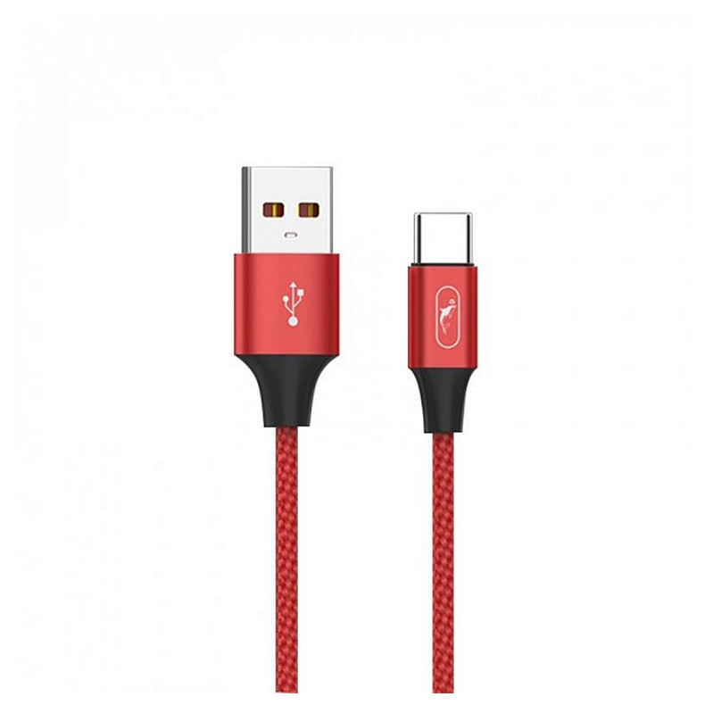 Кабель SkyDolphin S55T Neylon USB - Type-C USB (M/M), 1 м, Red (SDUSB-000437)