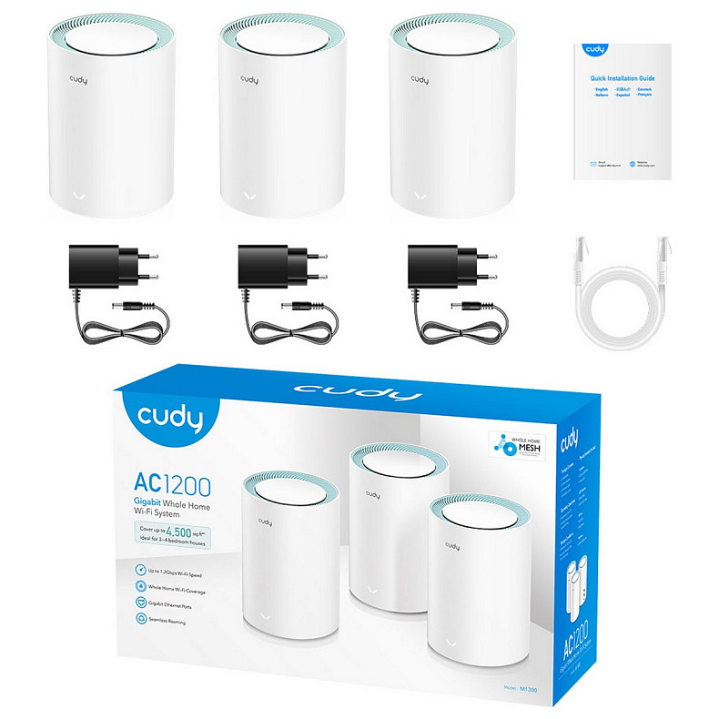 Wi-Fi Mesh система Cudy M1300(3-pack), AC1200 Wi-Fi Gigabit Mesh Solution