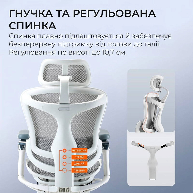 Крісло офісне з підставкою для ніг Sihoo DORO C300 Pro Mesh White
