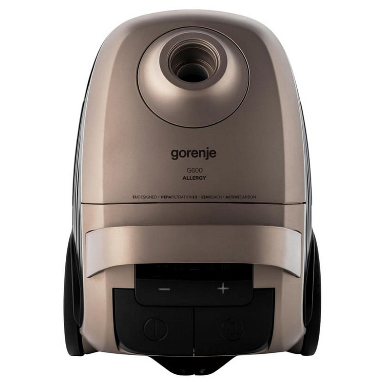 Пилосос Gorenje мішковий, 850Вт, конт пил -3л, HEPA, сенсорне упр, телескоп трубка, бронзовий