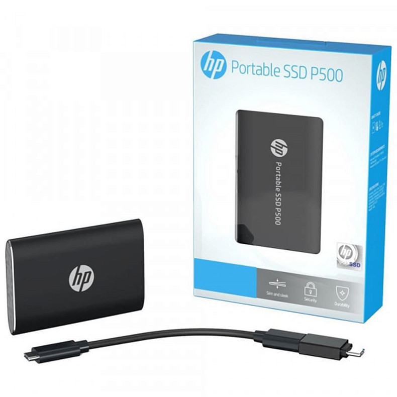 SSD накопичувач external, USB 3.1 Gen2 Type-C  1T, HP P500, TLC, Black, чорний, Retail (1F5P4AA)