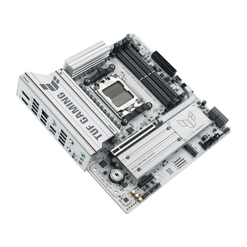 Материнcька плата ASUS TUF GAMING B850M-PLUS WIFI7 W sAM5 B850 4xDDR5 M.2 HDMI DP Wi-Fi BT mATX біли
