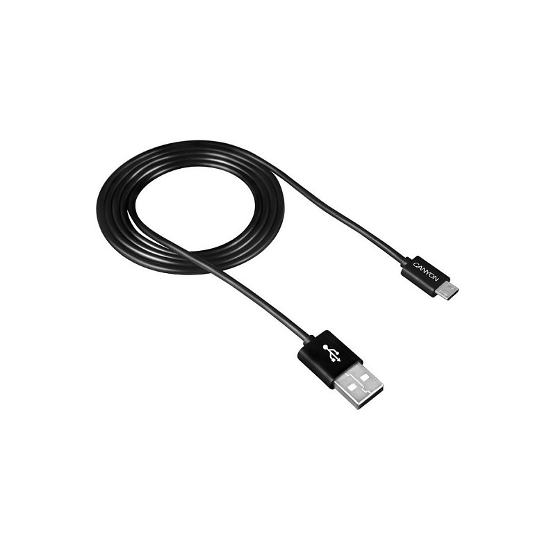 Кабель Canyon USB - MicroUSB 1м, Black (CNE-USBM1B)