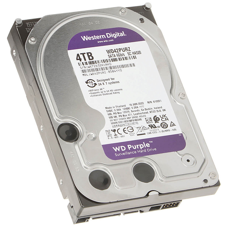 Жесткий диск WD 4.0TB Purple 5400rpm 256MB (WD42PURZ)