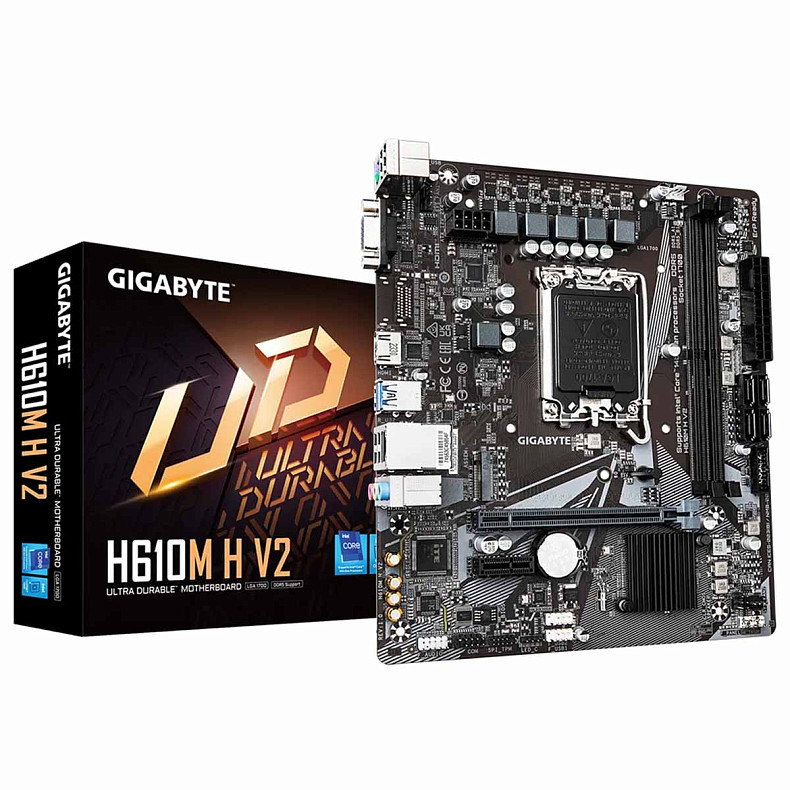 Материнская плата Gigabyte s1700 Intel H610 HDMI/VGA 2xDDR5 1xM.2 GbE LAN mATX H610M H V2