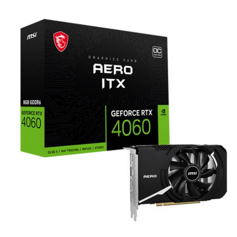 Видеокарта GF RTX 4060 8GB GDDR6 Aero ITX OC MSI (GeForce RTX 4060 AERO ITX 8G OC)