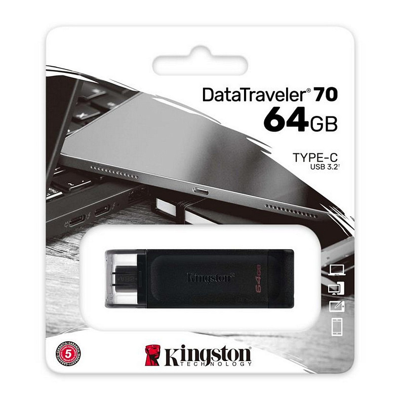 USB флэш-накопитель Kingston 64GB USB-C 3.2 Gen 1 DT70