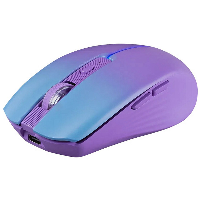 Мышка Defender Mystery MM-301, беспроводная Bluetooth+2.4G, 1600 dpi., 4кн., 500mAh, LED, фиолетовая