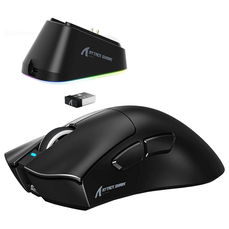 Мышка Attack Shark V3Pro Ultra-Light, Wireless/Bluetooth, 25000dpi. (PAW3311), 6кн., Black