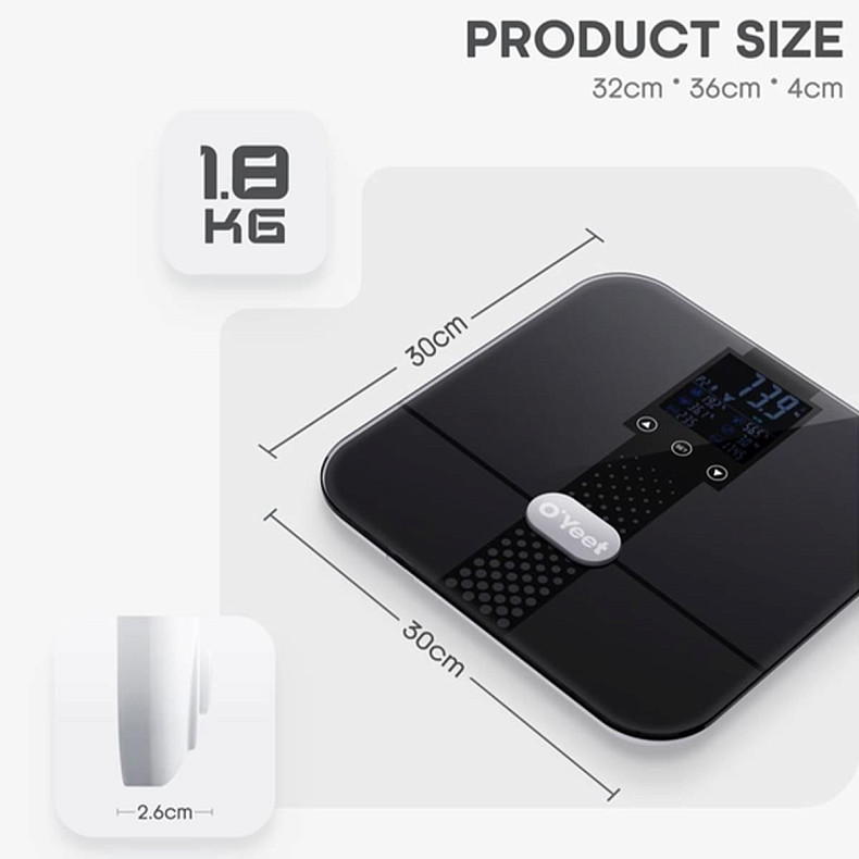 Смарт ваги торгової марки OYEET колір темно-сірий (BS-OY02)