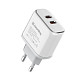 Сетевое зарядное устройство ColorWay Power Delivery Port PPS USB (Type-C PD + Type-C PD) (40W) White