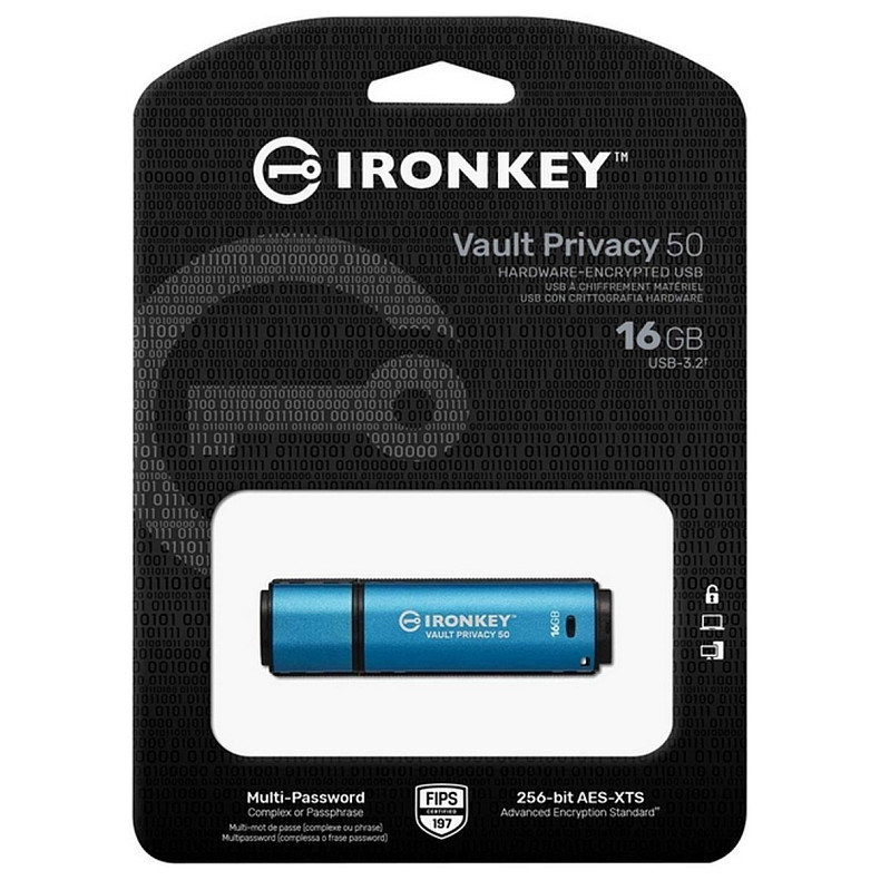 Флеш-накопитель USB3.2 16GB Kingston IronKey Vault Privacy 50 Type-A Blue (IKVP50/16GB)