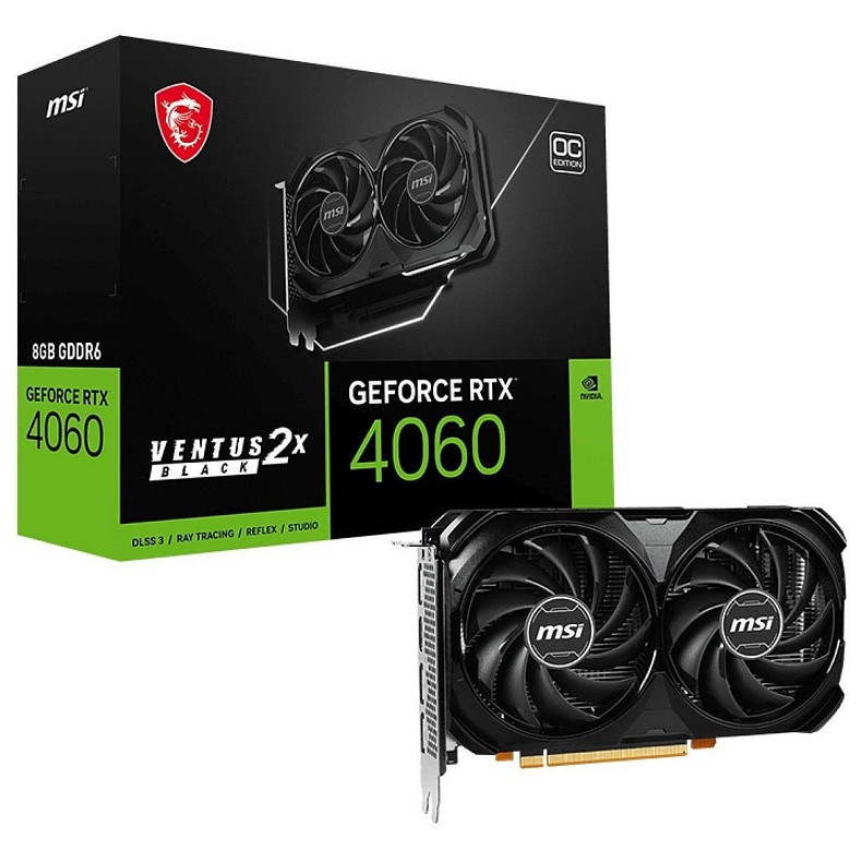 Видеокарта MSI GeForce RTX 4060 8GB GDDR6 VENTUS 2X BLACK OC