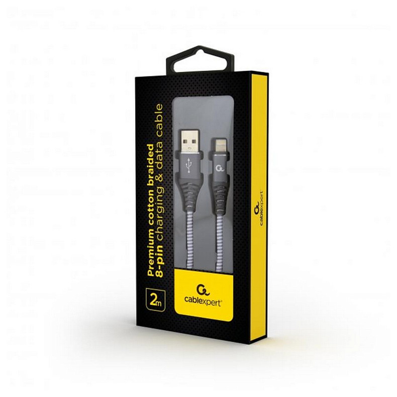 Кабель Cablexpert (CC-USB2B-AMLM-2M-WB2) USB 2.0 A - Lightning, премиум, 2м, серый