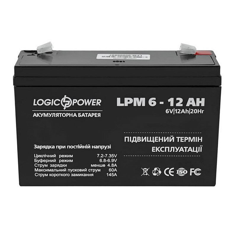 Акумуляторна батарея LogicPower LPM 6V 12AH (LPM 6 - 12 AH) AGM