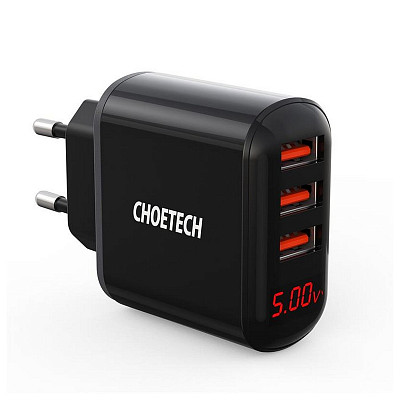 Сетевое зарядное устройство Choetech (3USBх2.4A) Black (Q5009-EU)