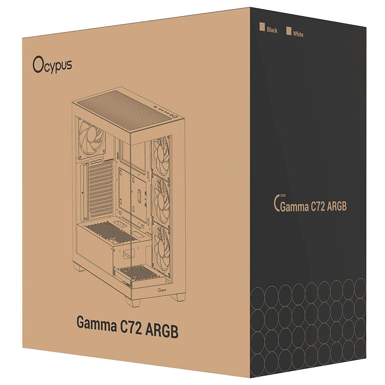 Корпус Ocypus GAMMA C72 W/O PSU, BK ARGB ATX (GAMMA-C72-BKD400XX-GL)