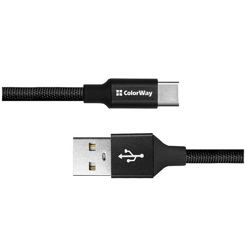 Кабель ColorWay USB-Type-C 2.4А, 0.25м, Black (CW-CBUC048-BK)