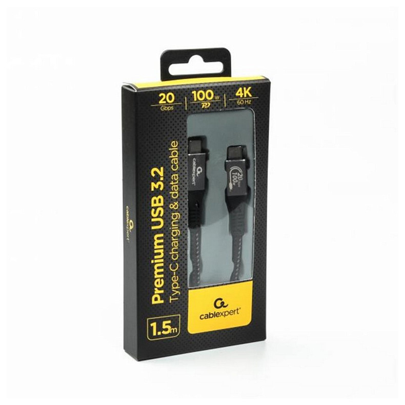 Кабель Cablexpert USB Type-C - USB Type-C (M/М), 100 W, 1.5 м, чорний (CCBP-USB3-CMCM100-1.5M)
