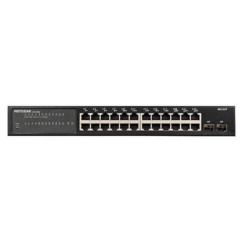 Коммутатор NETGEAR GS324T 24x1GE, 2xSFP, управляемый L2