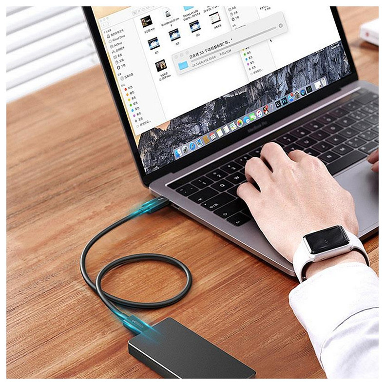 Кабель Ugreen US501 USB - USB-C, 0.8м, Black (30389)