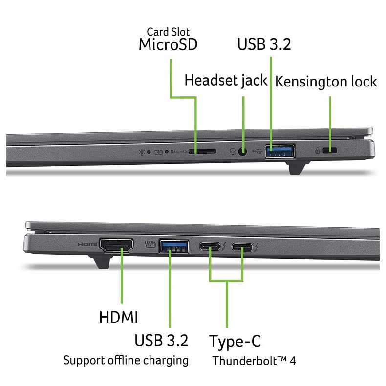 Ноутбук Acer Aspire 16 A16-52M 16" WUXGA+ OLED, Intel U5-226V, 16GB, F1TB, UMA, Lin, серый