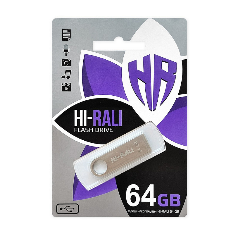 Флеш-накопитель USB 64GB Hi-Rali Shuttle Series Silver (HI-64GBSHSL)